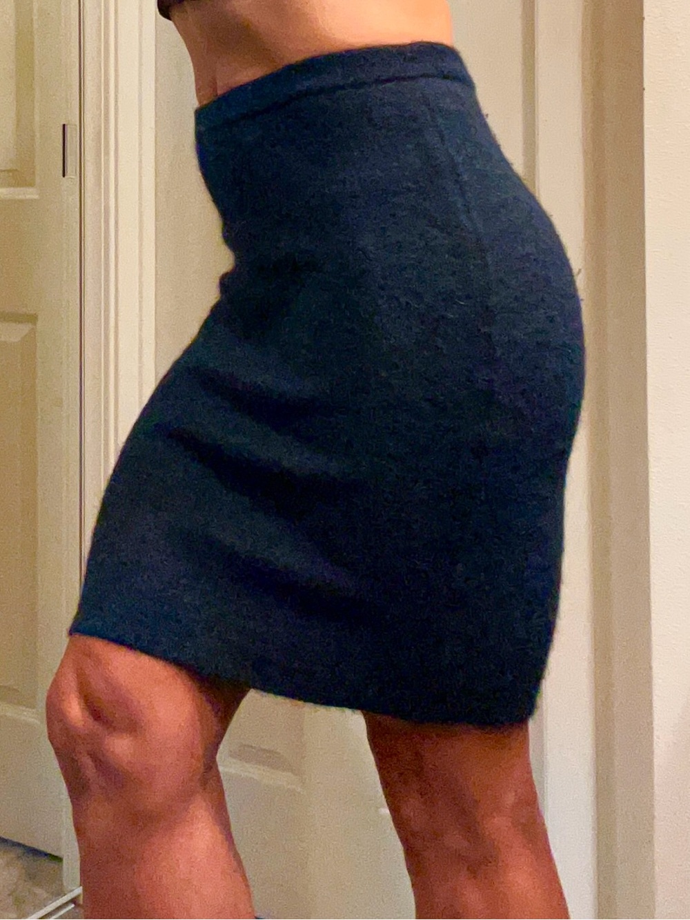 Alexander Wang Mohair Stretch Pencil Skirt in Navy